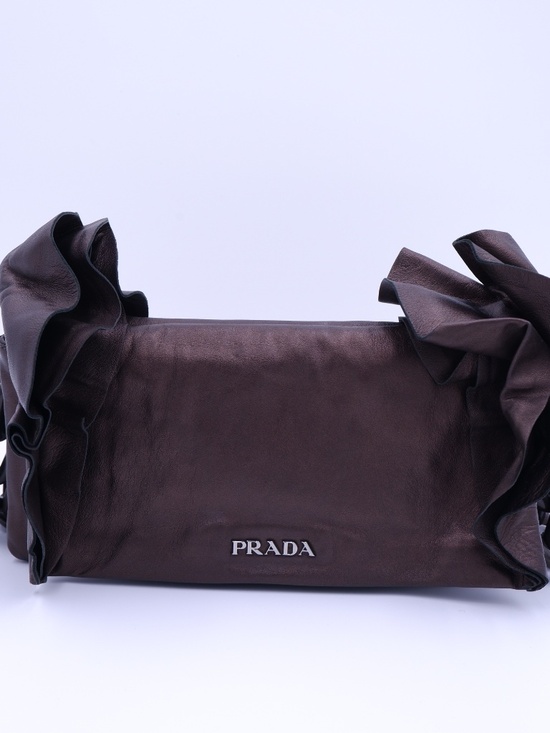 Prada Handbags - Prada Metallic Brown Nappa Ruffle Bag — 2008